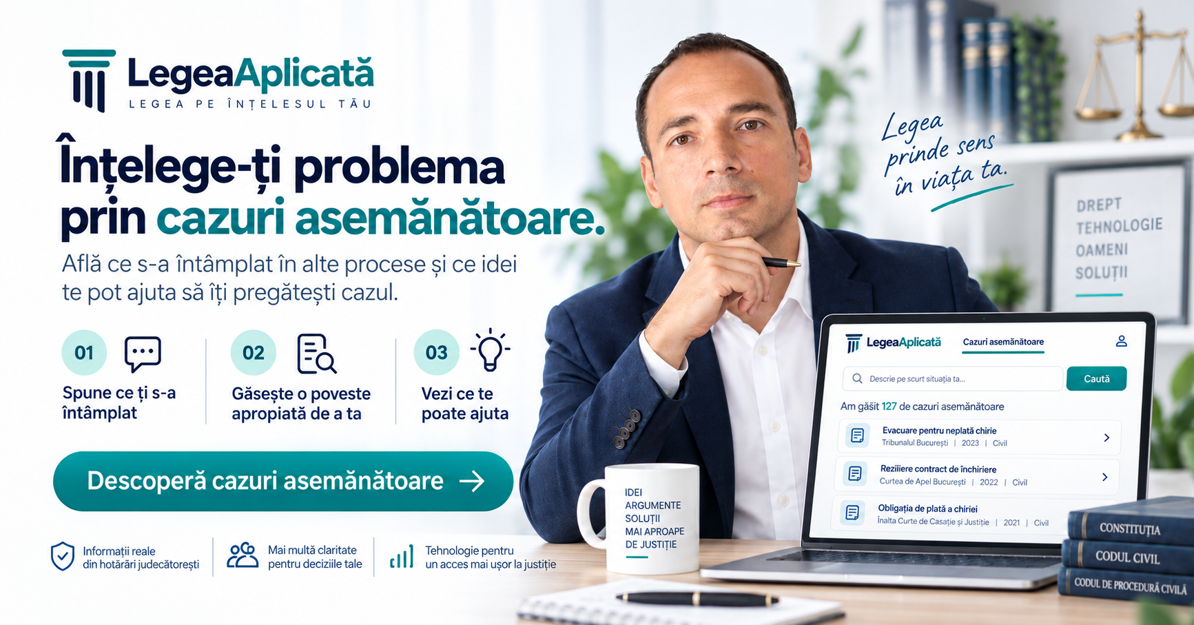 Cazuri asemănătoare Legea Aplicată: descrie situația, găsește cazuri comparabile și explorează hotărârile judecătorești.