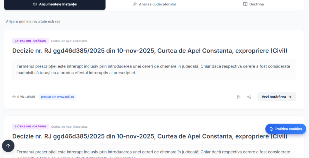 9.2. Vizualizare rezultate extras hotarari