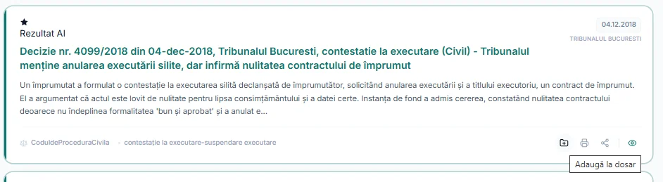 Cum adaugi Spețe în Dosar?