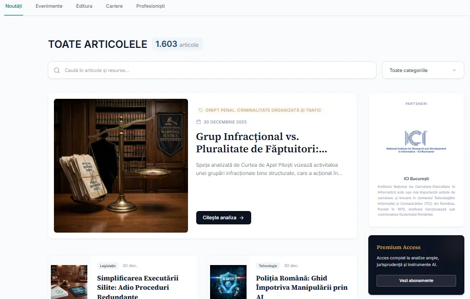 Ce găsești în Jurnalul Juridic? (Categoriile)